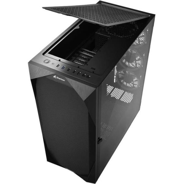 Sharkoon REV300 Midi Tower E-ATX kućište bez napajanja, prozirna bočna stranica, RGB ventilatori prednji 3×140/stražnji 3×120/gornji 1×120, crno - Slika 6