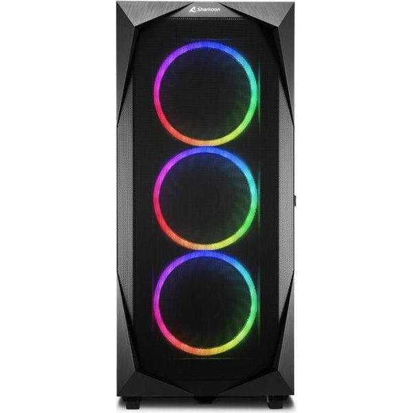 Sharkoon REV300 Midi Tower E-ATX kućište bez napajanja, prozirna bočna stranica, RGB ventilatori prednji 3×140/stražnji 3×120/gornji 1×120, crno - Slika 7