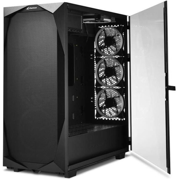 Sharkoon REV300 Midi Tower E-ATX kućište bez napajanja, prozirna bočna stranica, RGB ventilatori prednji 3×140/stražnji 3×120/gornji 1×120, crno - Slika 8