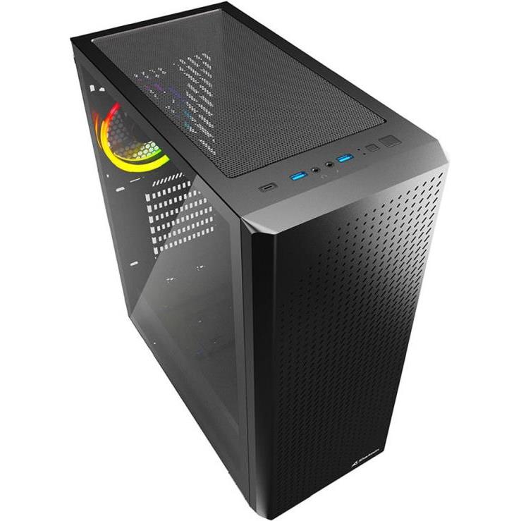 Sharkoon VS9 RGB Midi-Tower ATX kućište bez napajanja, prozirna bočna stranica, prednji/stražnji ventilatori 3×120mm, crno - Slika 3