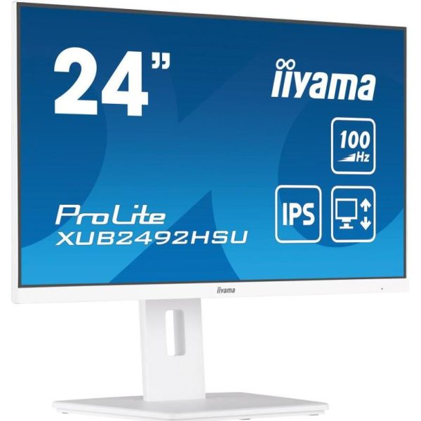 IIYAMA 24" XUB2492HSU-W6 (23.8") 1920×1080 IPS, Pivot, 0.4ms, HDMI/DP, 4×USB HUB, zvučnici, bijeli
