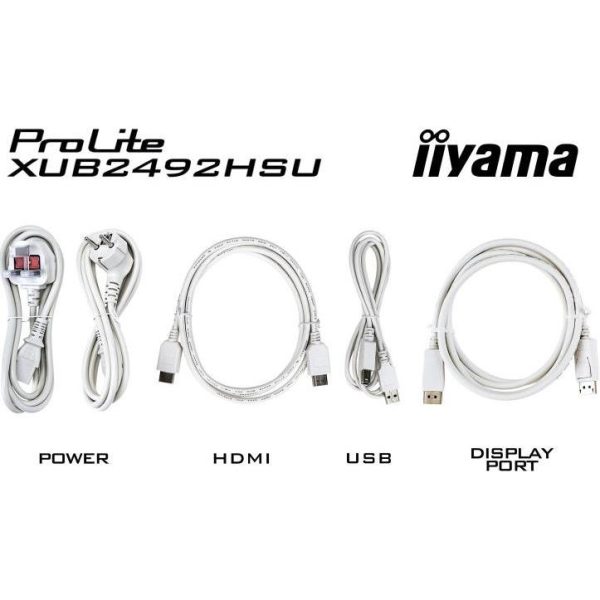 IIYAMA 24" XUB2492HSU-W6 (23.8") 1920×1080 IPS, Pivot, 0.4ms, HDMI/DP, 4×USB HUB, zvučnici, bijeli - Slika 2