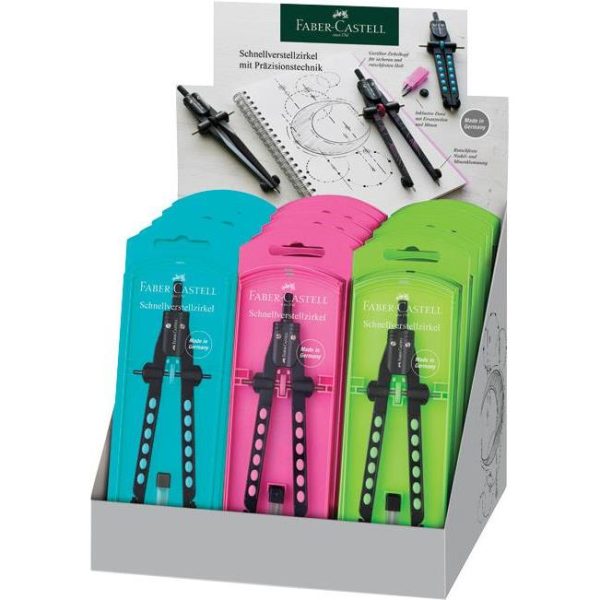 Šestar s preciznim podešavanjem+mine Factory Neon Faber-Castell 174355 sortirano blister, 000049422