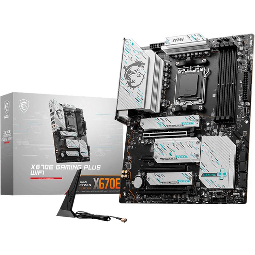 MSI X670E GAMING PLUS WIFI, ATX, Socket AM5, AMD x670 4 x DDR5 UDIMM Dual Channel up to 7800+(OC)MHz, 1x PCIe 4.0/3.0 x16 slot, 4x M.2 slots, 4x USB 3.2 Gen 1 ,4x USB 2.0, 1x HDMI, 1x DP, WiFi, BT, 2. - Slika 3