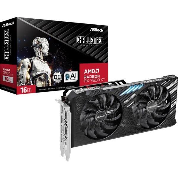 Asrock Radeon RX 7600 XT Challenger 16GB OC, 16GB GDDR6, RX7600XT CL 16GO
