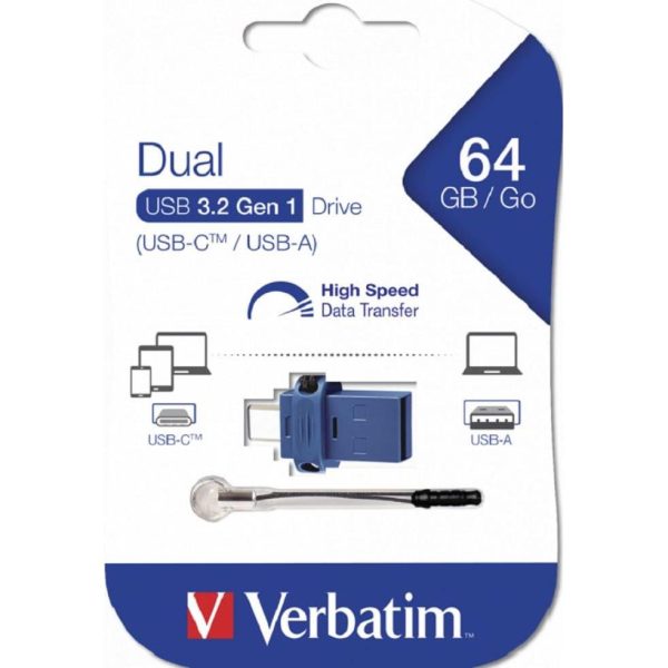 USB stick Verbatim 3.2 #49967 64 GB, dual USB-C/USB-A, 49967