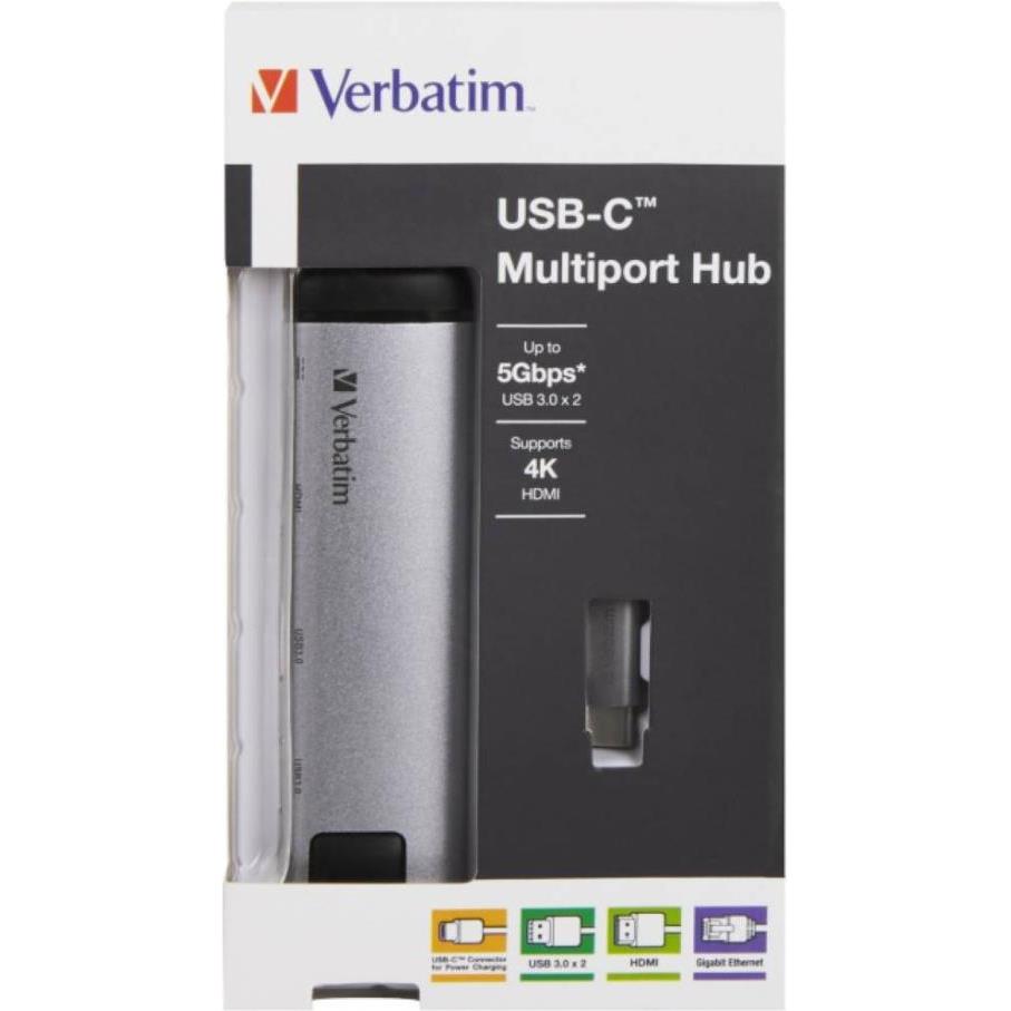 Hub Verbatim #49141 USB-C multport hub USB 3.1 Gen1 USB 3.0x2/HDMI/RJ-45 - Slika 2
