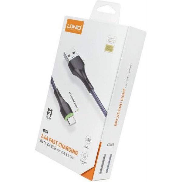 USB KABEL LDNIO LS522 BRZI 2.4 A MAX, 2 m MIKRO SIVI