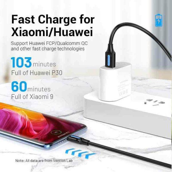 TIP C KABEL MUŠKI NA USB-A MUŠKI VENTION 1 m COKBF PVC CRNI - Slika 2
