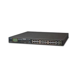 Planet 28-Port LCD Managed (24x100Mbps 802.3at PoE (300W) 2x GbE 2x 1G SFP) Desktop Switch