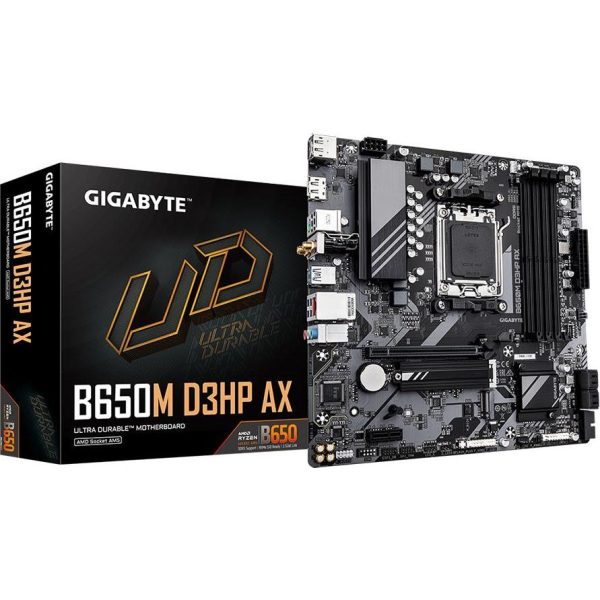 GIGABYTE Mainboard Desktop B650M D3HP (AM5, 4xDDR5, 1xHDMI, 2xDP, 2.5GbE LAN, Wi-Fi 6E 802.11ax, mATX, Retail)