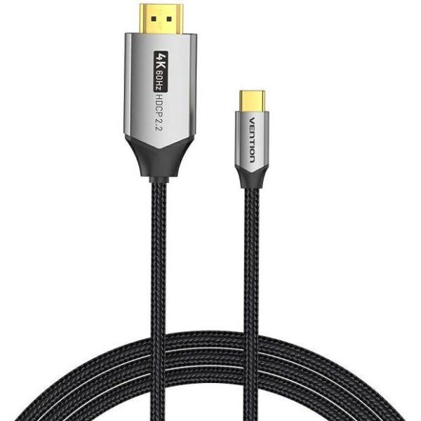 USB KABEL USB TIP C MUŠKI NA HDMI MUŠKI VENTION 4K 60HZ PLETENI CRBBH 2m CRNI
