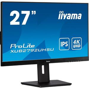 IIYAMA 27" ETE IPS-panel, 3840x2160 UHD, 4ms, 15cm height adj. stand, 300cd/m2, DVI, HDMI, DisplayPort, Speakers, USB-HUB 2x 3.0