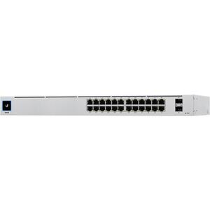 UBIQUITI Pro 24; (24) GbE ports; (2) 10G SFP+ ports; DC power backup-ready; Layer 3 switching; Silent cooling.
