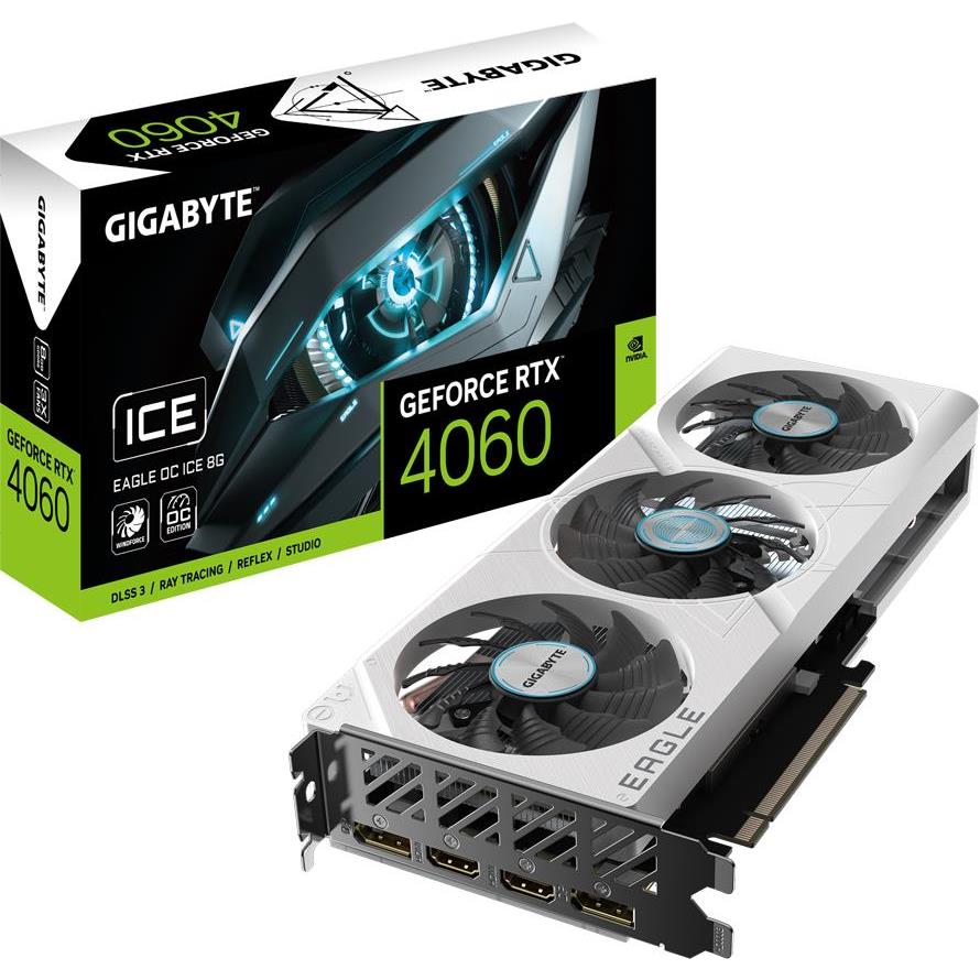 GIGABYTE Video Card NVIDIA GeForce RTX 4060 EAGLE OC ICE 8G, GDDR6 8GB/128bit, PCI-E 4.0 x8, 1x8-pin, Retail - Slika 3
