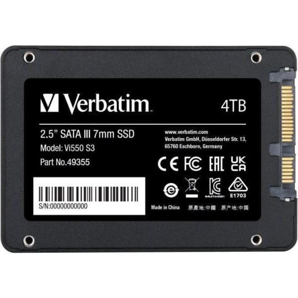 Verbatim Vi550 S3 4TB SSD SATA3 TLC, 2.5", R/W: 550/500MB/s