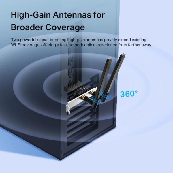 TP-Link AX3000 Archer TX55E bežični Dual-Band Wi-Fi 6 BT5.2 PCI-E adapter 574Mbps/2402Mbps (2.4GHz/5GHz), 802.11ax/ac/n/a/g/b, 2× dual band antene - Slika 2