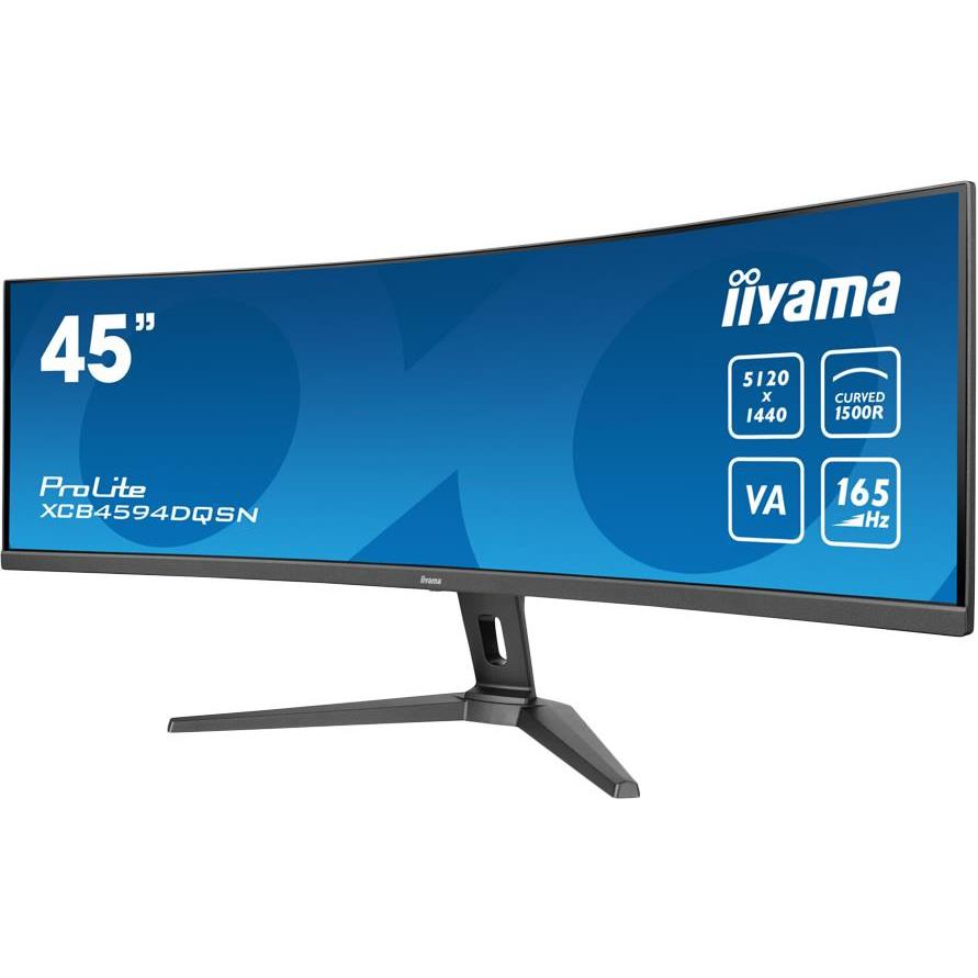 IIYAMA Monitor LED XCB4594DQSN-B1 45’’ Dual QHD VA panel with KVM switch, USB-C 90W dock and RJ45 5120 x 1440 @165Hz 32:9 450 cd/m2 3000:1 0.8ms height, tilt HDMI DP USB-C RJ45 Hub