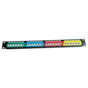 NaviaTec CAT6 Unshielded Colorful Patch Panel 45 Degree with Back Bar, 1U