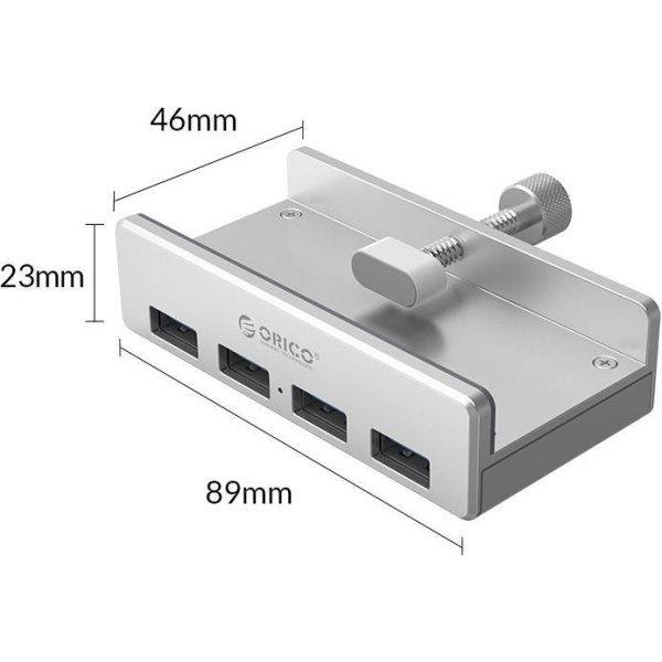 Orico 4-portni USB3.0 hub, clip type , srebrni (ORICO-MH4PU-SV-BP)