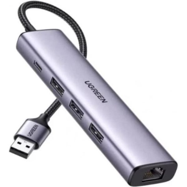 UGREEN USB Hub, 5-u-1 USB3.0, 3×USB-A/1×USB-C/1×G-LAN