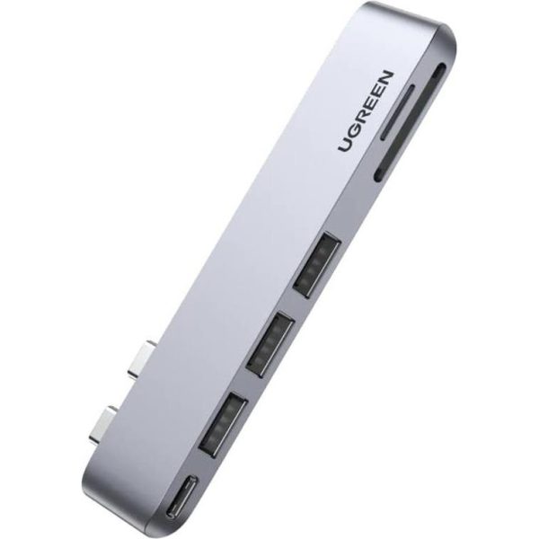 UGREEN USB Hub, Dual USB-C na 3xUSB3.0, TF/SD, USB-C (Ž), za MacBook Pro/Air, sivi - Slika 4