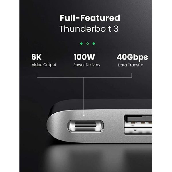 UGREEN USB Hub, Dual USB-C na 3xUSB3.0, TF/SD, USB-C (Ž), za MacBook Pro/Air, sivi - Slika 6