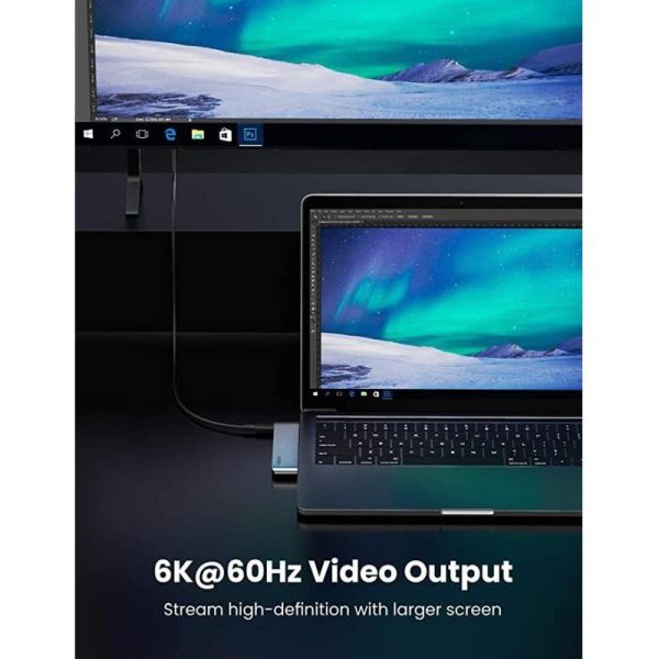 UGREEN USB Hub, Dual USB-C na 3xUSB3.0, TF/SD, USB-C (Ž), za MacBook Pro/Air, sivi - Slika 7