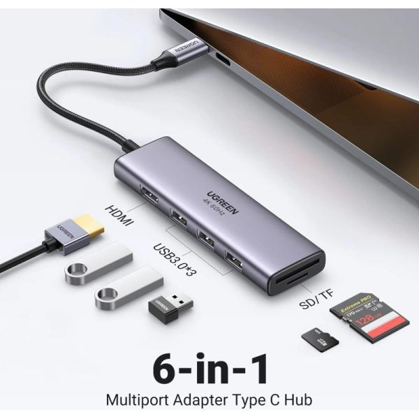 UGREEN USB Hub, USB-C na 3x USB 3.0 A, HDMI 4K 60Hz, SD/TF - Slika 3