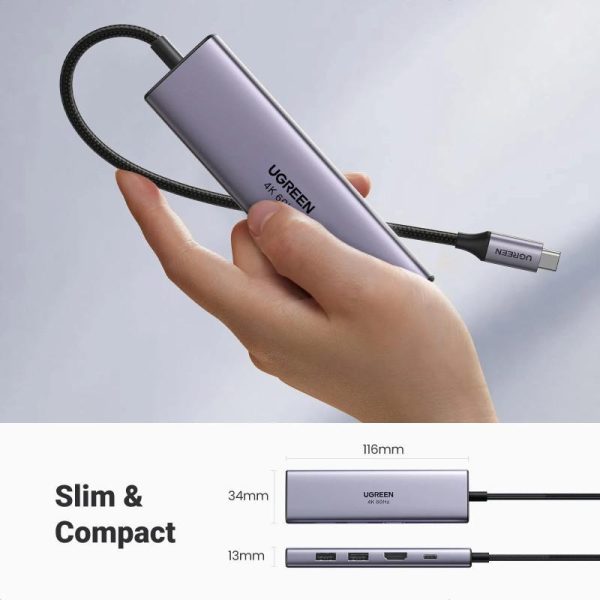 UGREEN USB Hub, USB-C na 3x USB 3.0 A, HDMI 4K 60Hz, SD/TF - Slika 6