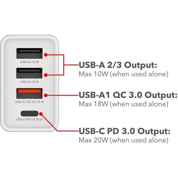 Punjač zidni Verbatim #49701 1xUSB-C/PD 20W/1xUSB-A QC 3.0/2xUSB-A 10W, EU, bijeli - Slika 3