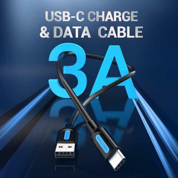 TIP C KABEL MUŠKI NA USB-A MUŠKI VENTION 0.25 m COKBC PVC CRNI - Slika 2