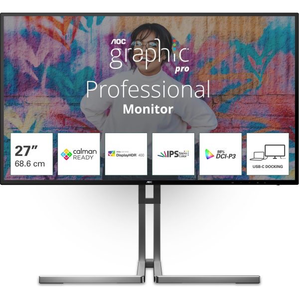 AOC U27U3CV, 27", 4K, HDMI, DP, USB-C, RJ45, Calma