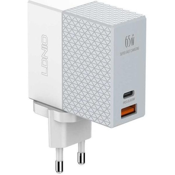 KUĆNI PUNJAČ BRZI 2U1 LDNIO A2620C 65W PD TIP C I USB + KABEL TIP C-TIP C - Slika 4