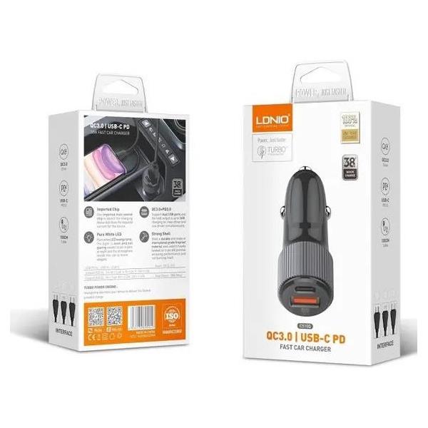AUTO PUNJAČ 2u1 LDNIO C510Q BRZI Q3.0, 12-24 V, 36 W + KABEL TIP C NA TIP C