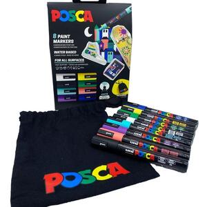 Uni gift set Posca pc-5m 8/1 (poklon Posca platnena vrećica)