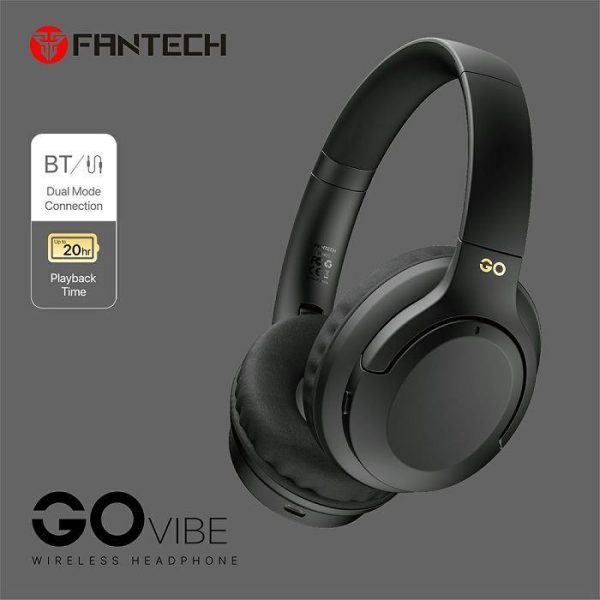BLUETOOTH STEREO SLUŠALICE FANTECH BT5.3 3,5mm GO VIBE WH05-BK CRNE