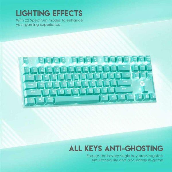 TIPKOVNICA GAMING ŽIČNA MEHANIČKA FANTECH MAX FIT 87 R.SW MK856 MINT EDITION ZE. - Slika 3