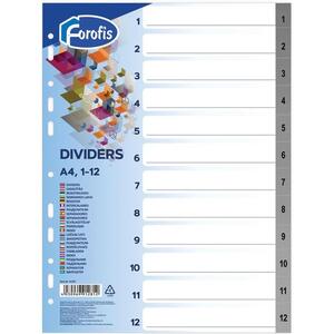 Pregrada plastična Forofis A4 brojevi 1-12 siva 91281