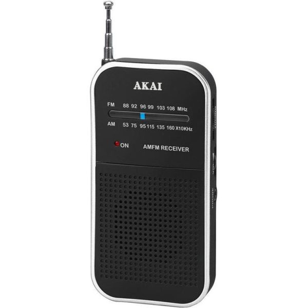 AKAI radio džepni, FM, AM, analogna skala, 2x AAA baterije, crni APR-350