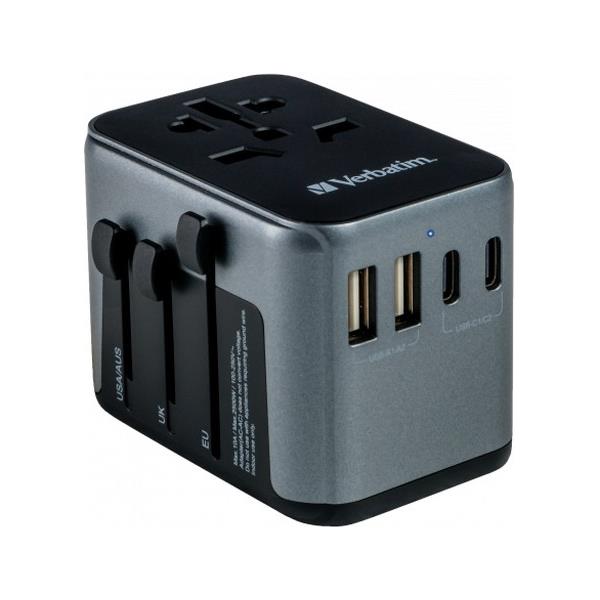 Adapter Verbatim UTA-03 #49545 univerzalni putni, USB-C PD & QC, 2 USB-C, 2 USB-A ports - Slika 3