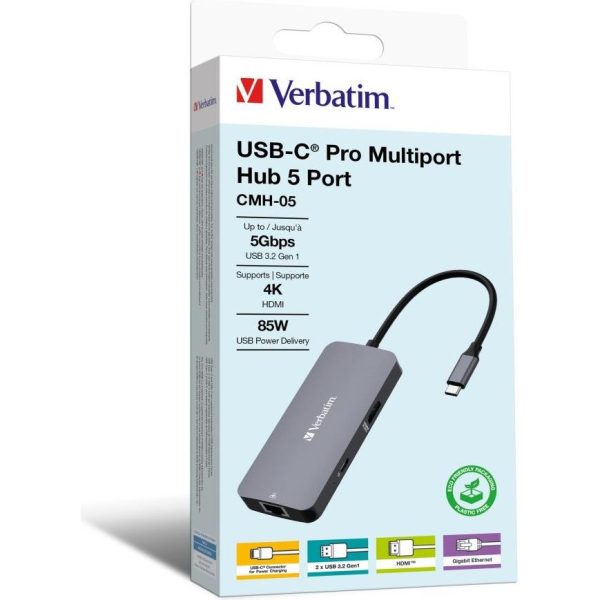 Hub Verbatim CMH-05 #32150 USB-C Pro, 5 priključaka, HDMI/RJ45/2x USB-A/USB-C - Slika 3
