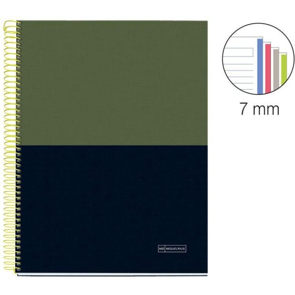 Kolegij blok Miquelrius A4 70g 140L spiralni crte Extra rigid cardboard lifestyle rider green MR4248