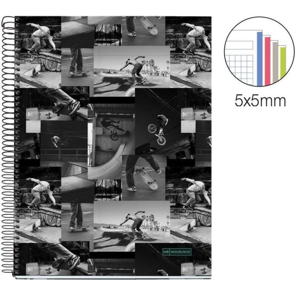 Kolegij blok Miquelrius A4 70g 140L spiralni kocke Extra rigid cardboard lifestyle skate park MR4195 - Slika 2