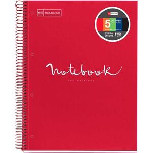 Kolegij blok Miquelrius A4 90g 120L spiralni crte Extra rigid cardboard emotions red MR48555