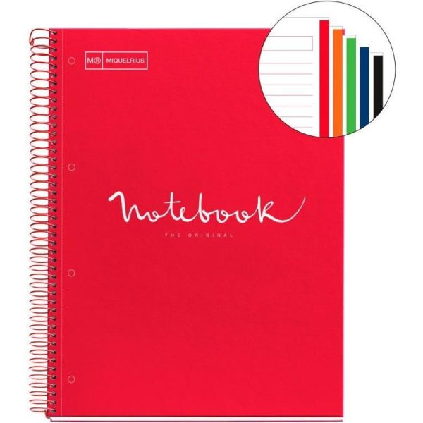 Kolegij blok Miquelrius A4 90g 120L spiralni crte Extra rigid cardboard emotions red MR48555 - Slika 2