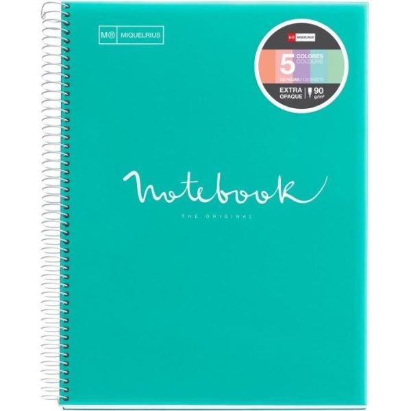 Kolegij blok Miquelrius A4 90g 120L spiralni crte Polypropylene emotions turquoise MR48570