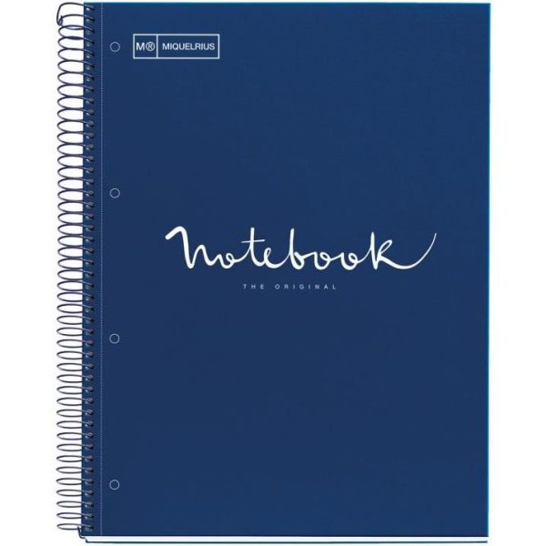 Kolegij blok Miquelrius A4 90g 80L spiralni crte Extra rigid cardboard emotions navy MR48606