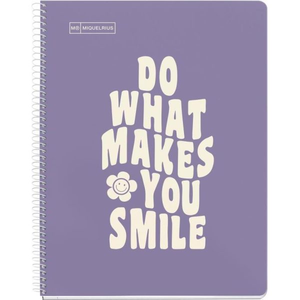 Kolegij blok Miquelrius A4 90g 80L spiralni crte Messages rigid cardboard purple MR46948