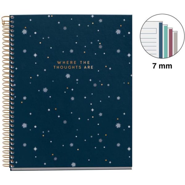 Kolegij blok Miquelrius A5 70g 120L spiralni crte Extra rigid cardboard lifestyle thoughts midnight MR46917 - Slika 3